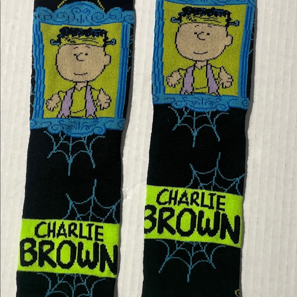 CHARLIE Brown Black and Neon Green Socks